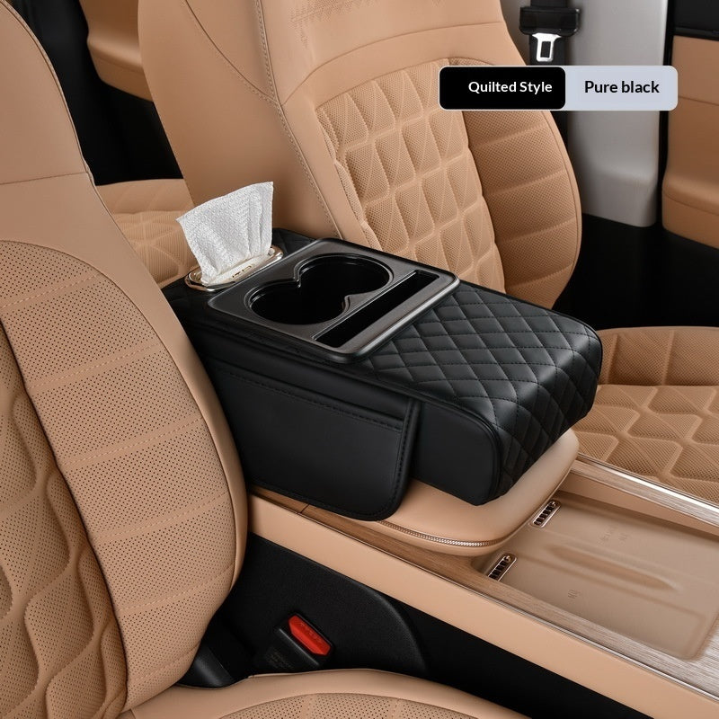 Car Armrest Box Booster Mat, Car Center Armrest Box Mat, Tissue Box Storage Bag, Cup Holder, Four-in-one