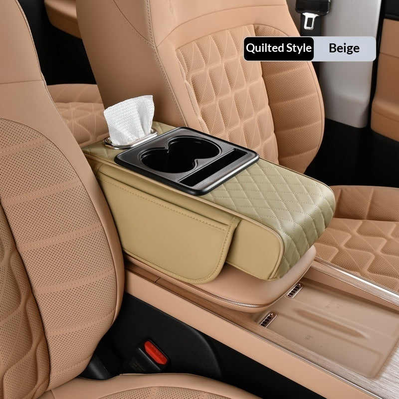 Car Armrest Box Booster Mat, Car Center Armrest Box Mat, Tissue Box Storage Bag, Cup Holder, Four-in-one