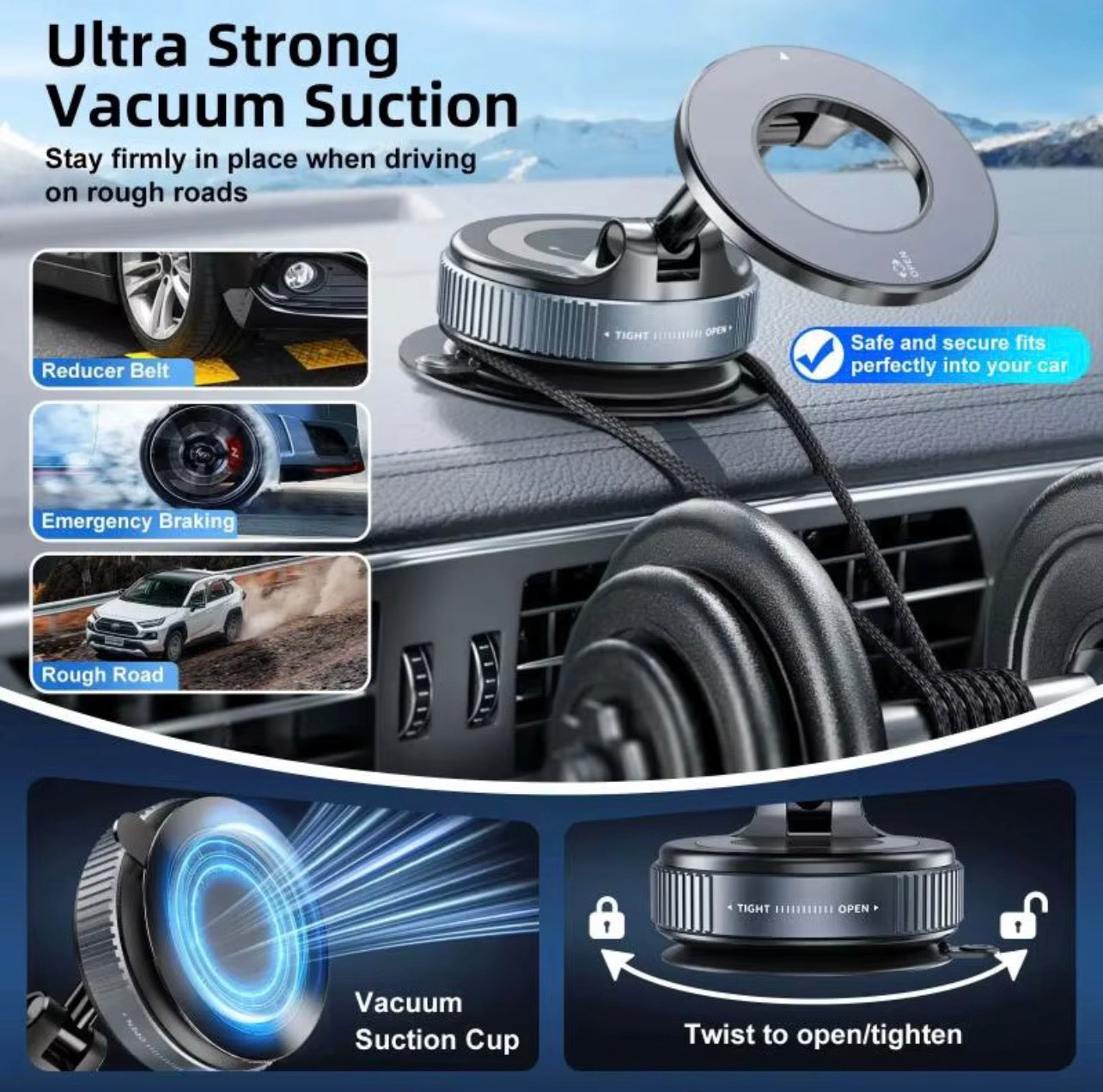Magnetic Car Navigation Phone Holder Vacuum Sucker