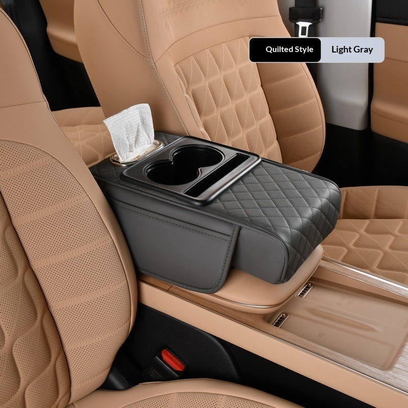 Car Armrest Box Booster Mat, Car Center Armrest Box Mat, Tissue Box Storage Bag, Cup Holder, Four-in-one